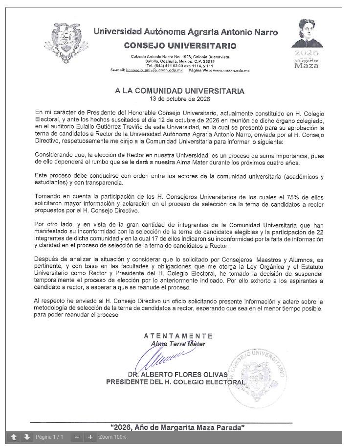 Suspenden elección de rector en la Narro tras inconformidades por la terna