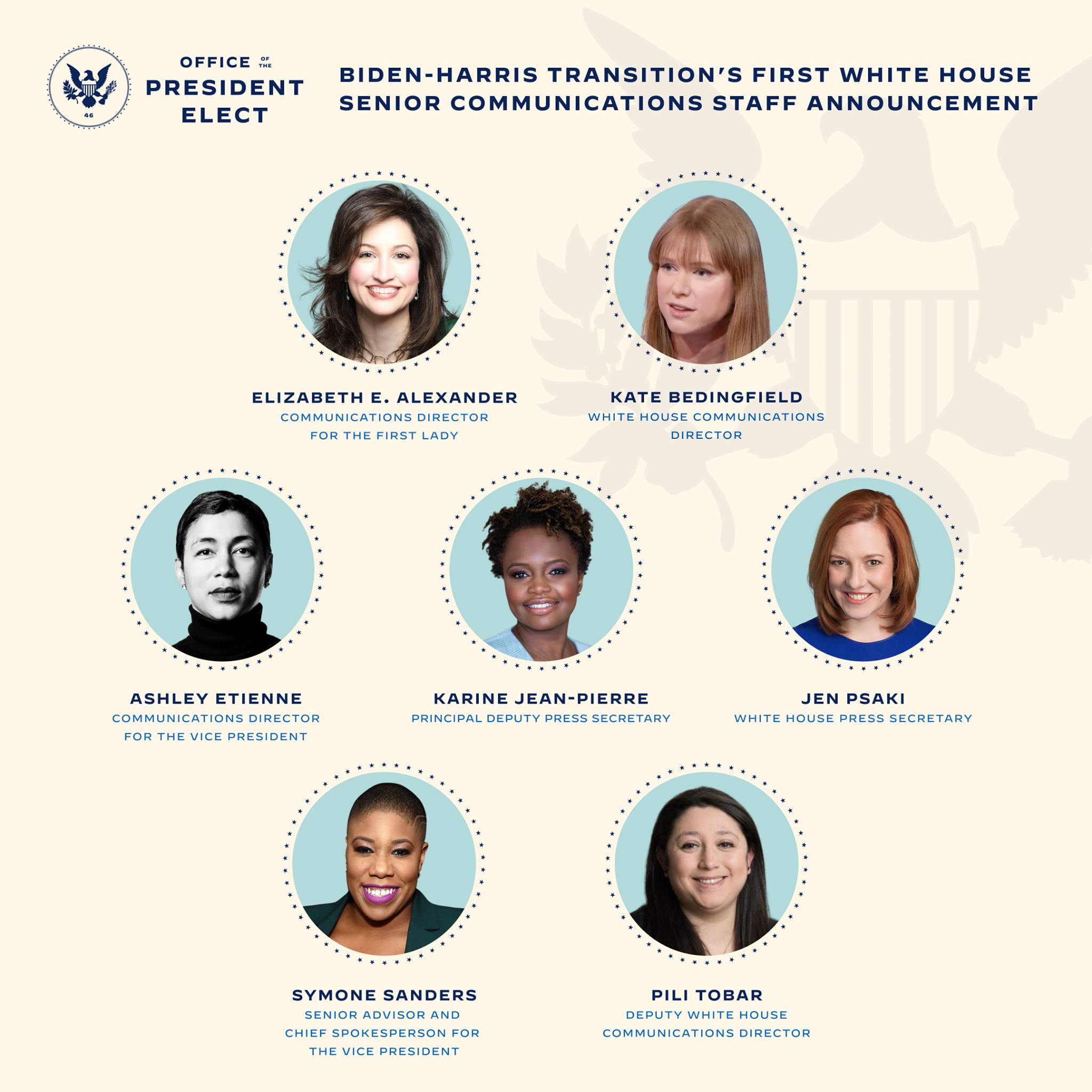 Equipo de comunicación de Biden será sólo con mujeres