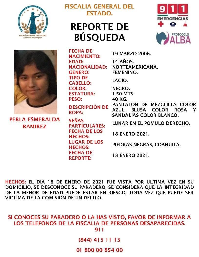 Desaparece menor de edad en Piedras Negras