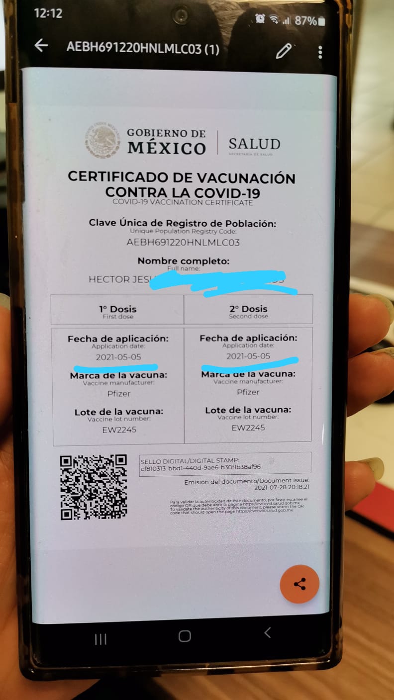 Falla sistema federal para certificado de vacunación