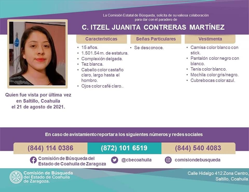 Solicitan ayuda para localizar a una menor