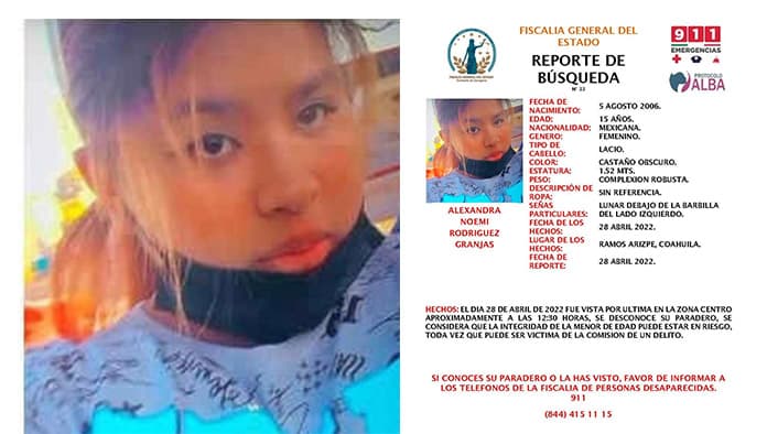 Desaparece joven de 15 años, llevan tres días en su búsqueda