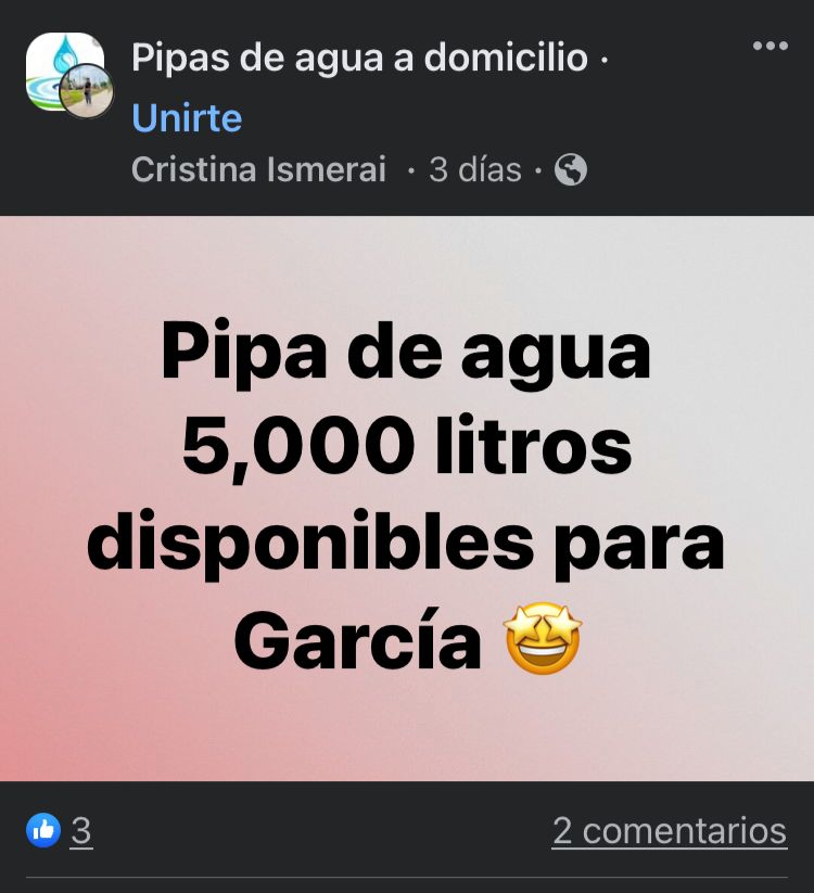 Ofertan en redes sociales servicios de pipas de Saltillo a Nuevo León