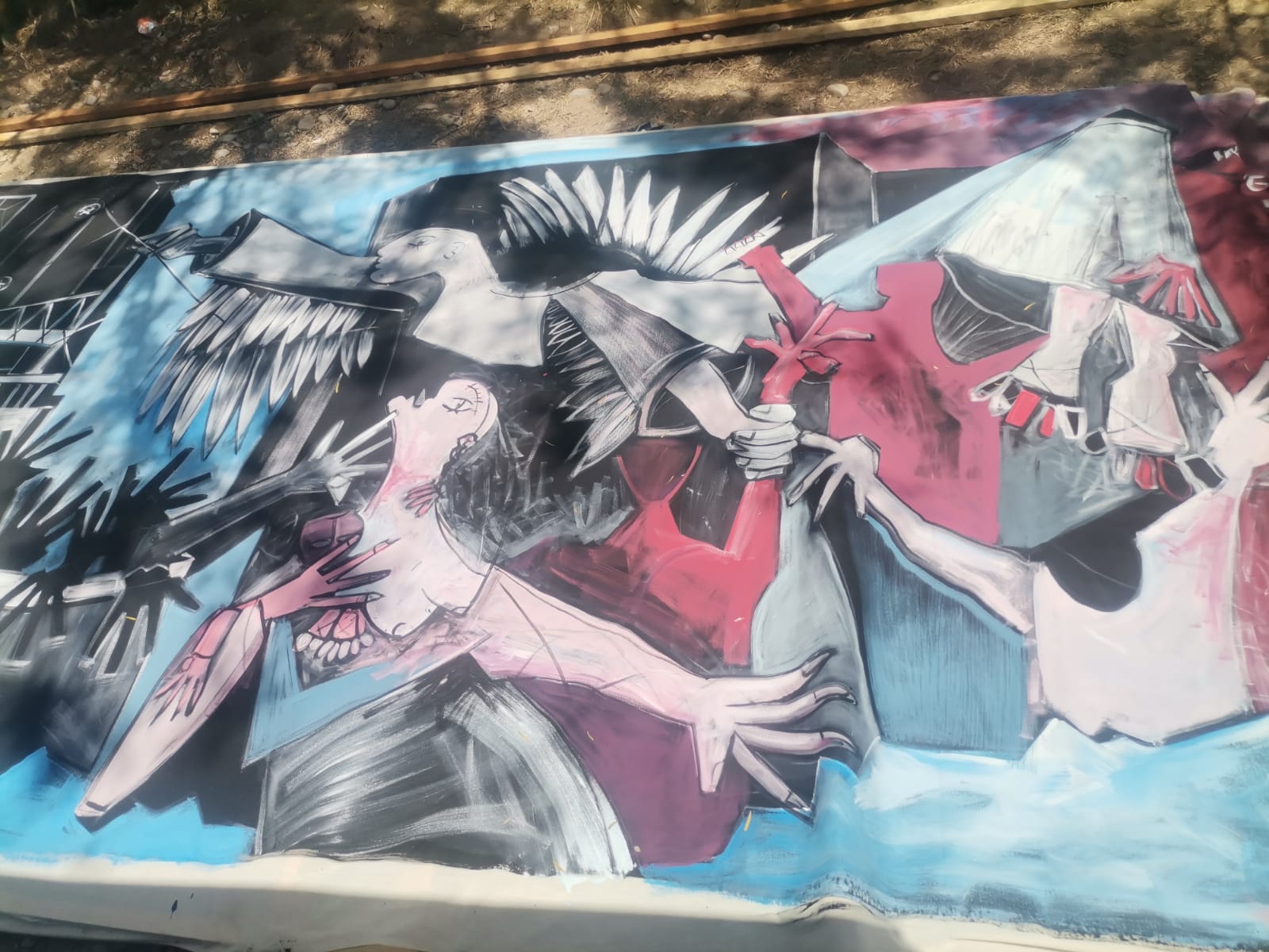 Pintor mexicano plasma tragedia de mineros en lienzo