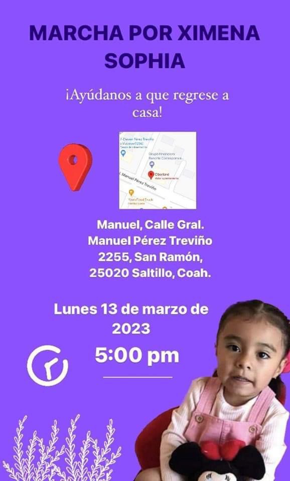 Anticipan protesta por sustracción de Ximena 