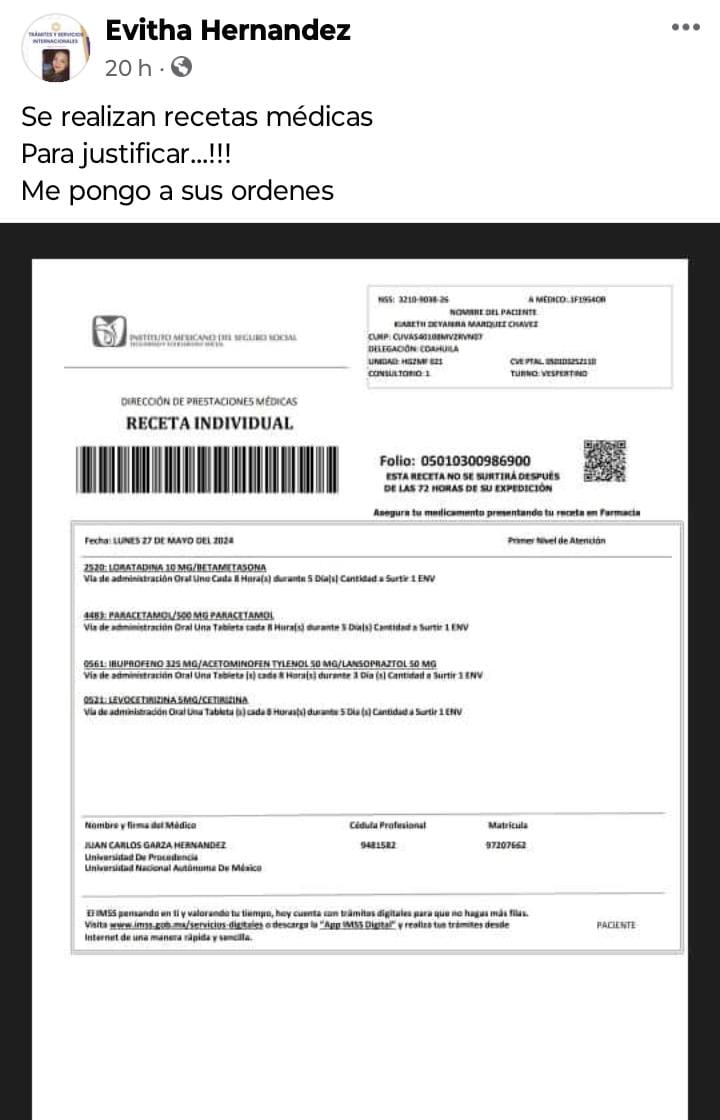 Investigan falsificación de justificantes médicos
