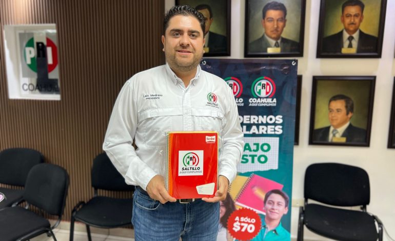 Anuncia PRI Saltillo cuadernos a bajo costo