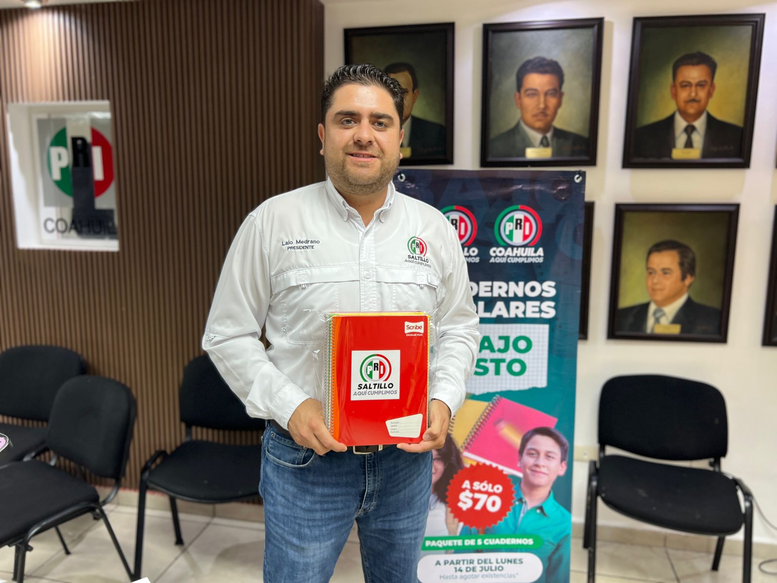 Anuncia PRI Saltillo cuadernos a bajo costo