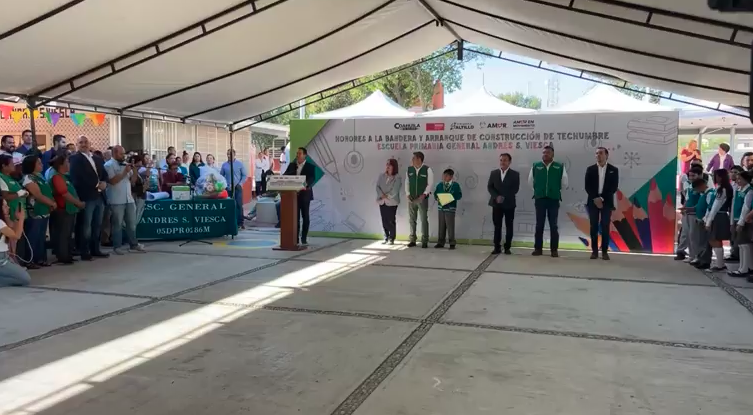 Saludo a la Bandera y Arranque de Techumbre en la Primaria Andrés S. Viesca